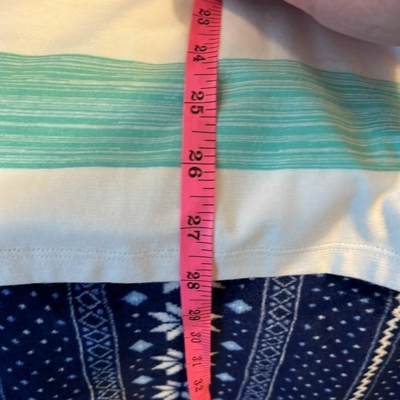 NWOT Talbots Blue, White And Purple Striped Top With Three-Quarter Sleeves - Picture 7 of 9